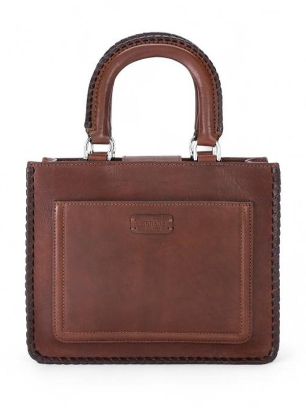 Rare Ferrera Sala Medium Brown Leather Tote Bag By Brighton